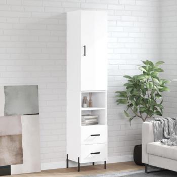 Sleek White Highboard 34.5x34x180 cm Engineered Wood by vidaXL