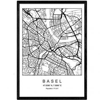 Lámina Mapa Basel Estilo Nórdico