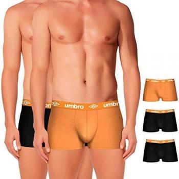 Umbro Set de 3 bóxers para hombre-100% algodón-negro(naranja)