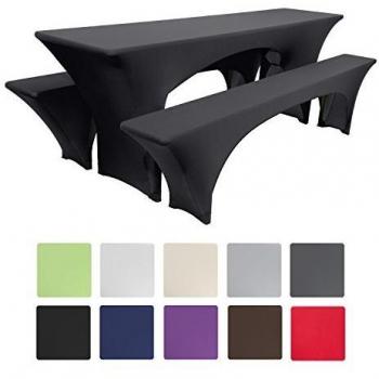 Victoria Pack Décoration Brasserie : Housse Stretch Table 220x70 + 2 Housses Banc