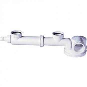 Wirquin TM200040 Siphon pour évier 2 bacs, tubulure intégrée