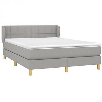 Giroletto a Molle con Materasso Grigio Chiaro 140x200cm Tessuto