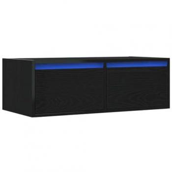 Modern Black Oak TV Unit with LED Lights 75x35.5x25 cm