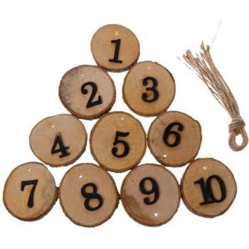 10-Piece Rustic Wood Table Number Set