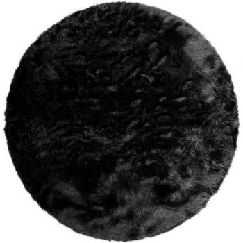 Hochflor-Teppich Valeria – Schwarz, Ø 140 cm, H 60 mm, ideal für Wohnzimmer, Schlafzimmer und Esszimmer