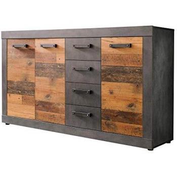 Trendteam Buffet 151 × 86 × 37 cm – 3 portes, 4 tiroirs, finition bois vieillie