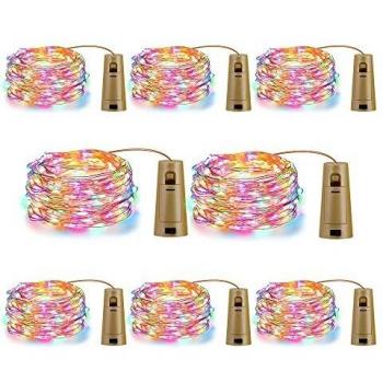 Wine Bottle Fairy Lights with Cork, STANBOW LED Twinkling Lights, Multicoloured, 1.5m Copper Wire, Battery Operated, 8 Pack