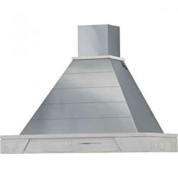 Jinny 90 cm Cappa Aspirante Inox Silver con Cornice Legno Cenere