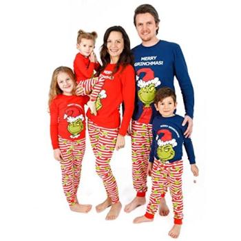 Vanilla Underground: Langes Ärmel-Longleg-Pyjama Set mit dem Grinch – „Merry Grunchmas“ Slogan, Unisex