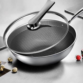 Ergonomic Handle Stainless Steel Wok