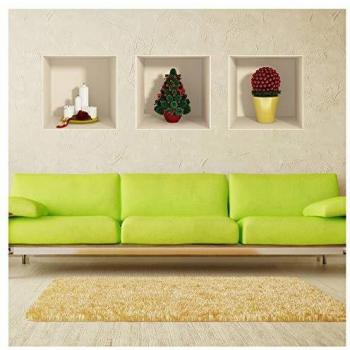 Set di 3 Sticker Effetto 3D per Albero di Natale Riutilizzabili Multicolore 30 x 30 cm