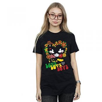 Hippie Love Disney Duo Boyfriend T-Shirt – Black Cotton, Size M