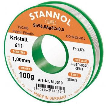 Stannol Lötdraht 611 Fairtin, bleifrei Sn96,5Ag3Cu0,5 Ø 1,0