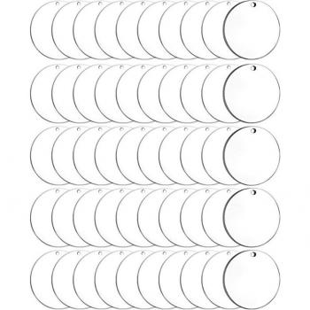 50Pcs Acrylic Round Blanks 2 Inch with Hole for Keychain Pendant DIY Jewelry Making
