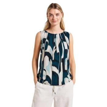 Blusentop „Street One“ – Damen, 100 % Viskose, grafisches Muster, Rundhals – 38