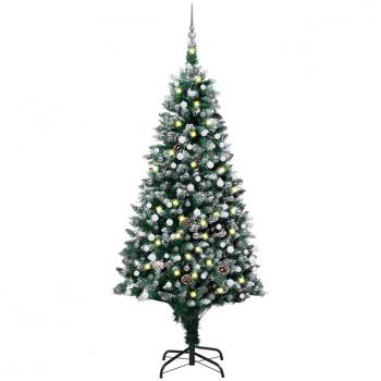 Árbol de Navidad helado con luces LED y adornos 210 cm