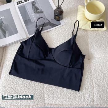 Haut de sport tendance femme, bretelles spaghetti, épaules dénudées, couleur unie, sans manches