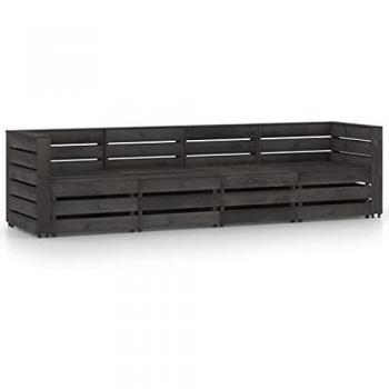 Divano Giardino 4 Posti in Legno Impregnato Grigio