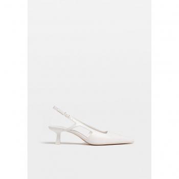 Stradivarius Kitten Slingback Shoes White 5