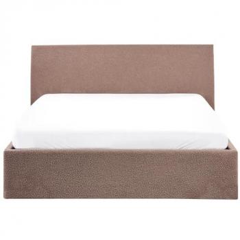 Double Size 4ft6 BED FRAME by BELIANI Boucle EU – Lift Up Storage Headboard (Brown Orbey)