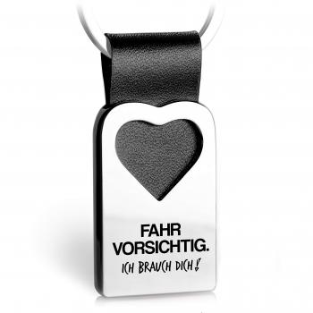 FABACH® Herz Schlüsselanhänger mit Gravur aus Leder