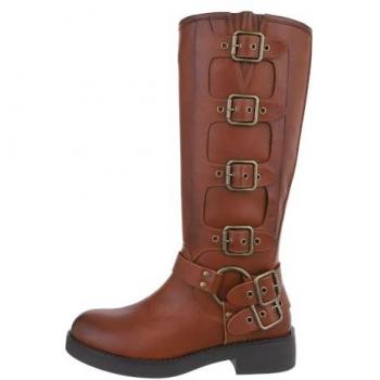 Ital-Design Damen Stiefel im Western-Stil Camel