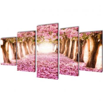 VidaXL Cherry Blossom Canvas Wall Print Set 100 x 50 cm
