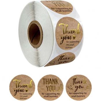 Kraft Round Labels Thank You for Supporting My Business