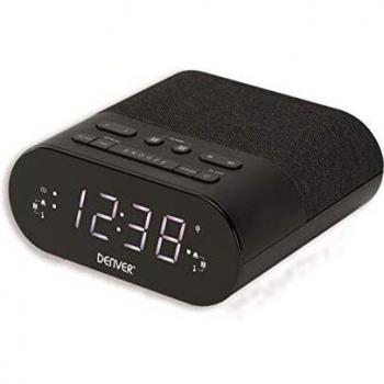 Denver Radio-réveil CRQ107 avec chargeur sans fil, réveil numérique, radio FM, double alarme, variateur