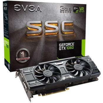 Gaming-Grafikkarte EVGA GeForce ACX 3.0 (GDDR5, 3 GB RAM), LED‑Lichtschaltung, DX12 OSD, Schwarz