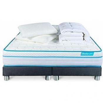 Ensemble BodyZone+ 180x200 Ressorts ensachés, Visco 5 Zones Ultra épaisseur + Couette + 2 oreillers