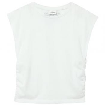 S.Oliver RED LABEL Baumwoll-Crop Top mit Schriftzug in Weiß, Größe 134