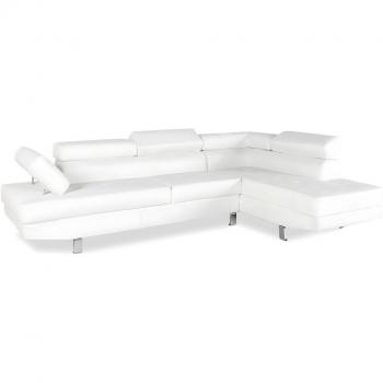 Canapé d'angle droit Charly avec têtières relevables en blanc