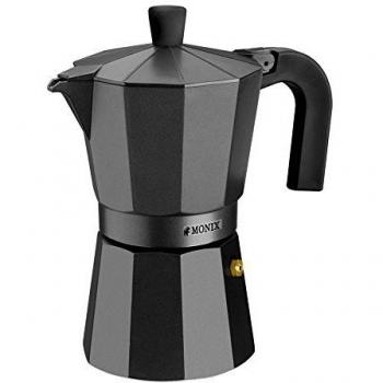 Monix Braisogona M640006 Italian Coffee Maker – Black Aluminum, Non-Stick Surface
