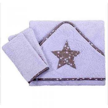 Babybay Serviette de Bain Étoile Gris 100 x 100 cm