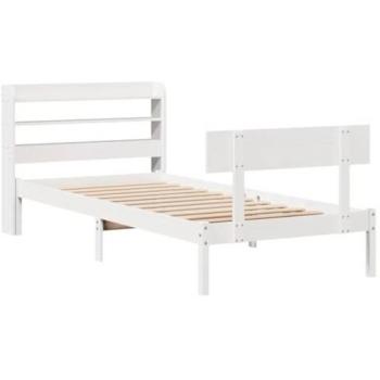 Small Single Bed Frame White 75x190 cm Solid Wood Pine