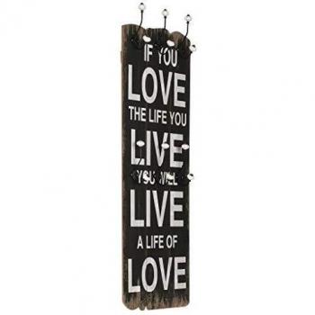 120x40 cm LOVE LIVE Wall-mounted Coat Rack with 6 Hooks from vidaXL