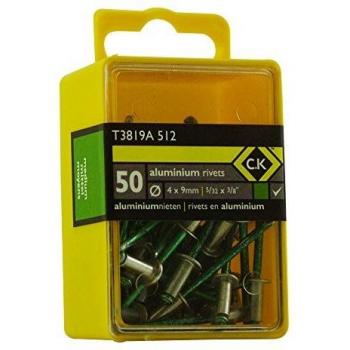 C.K 3.8x9mm Aluminium Rivets, Silver, 50 Count