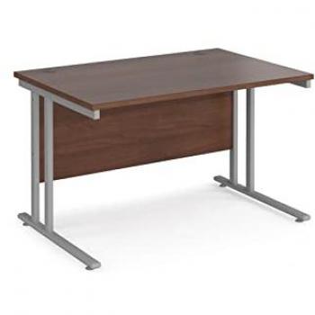 Office Desk, Rectangular, 1200mm, Cantilever Leg, Walnut Tops, Silver Frames, 800mm Depth, Maestro 25