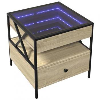 Table de salon LED chêne sonoma 50x50x51 cm