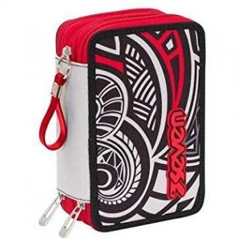 Astuccio Scuola Triplo Tre Cerniere Seven Rawiri Bianco Rosso