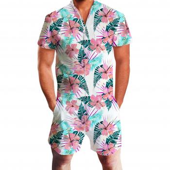 Adicreat Herren Floral Short Sleeve Jumpsuit
