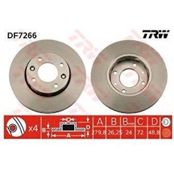 Hochwertige Bremsscheibe TRW DF7266 für KIA Carens I (Paar)