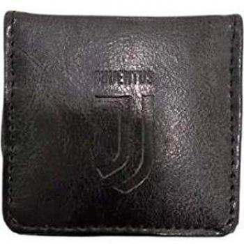 Portamonete nero FC Juventus prodotto ufficiale 8x8x1,5cm 20% pelle 80% PVC con clip e logo Official Product Imma Spa Italy
