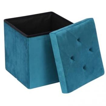 Sleek Teal Storage Ottoman Foldable