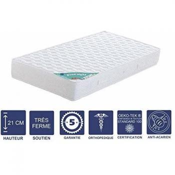 Matelas 80x190 x 21 cm – Très Ferme – Aertech+ 35 Kg/m³ HR Dernière Génération – Très Respirant