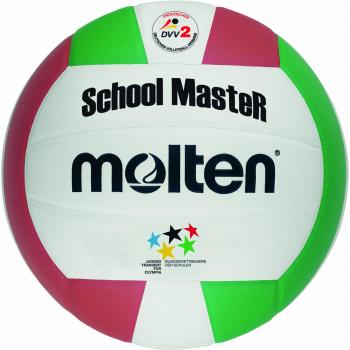 Molten Schulmaster Volleyball Ball Größe 5 – Buntkombination Weiß, Rot, Grün