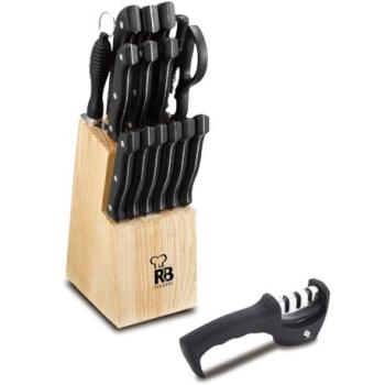 Renberg 14 cuchillos + soporte + afilador, acero inoxidable