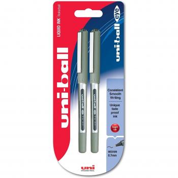 Bolígrafos de punta rodante Uni-Ball UB-157 (2 unidades), color negro