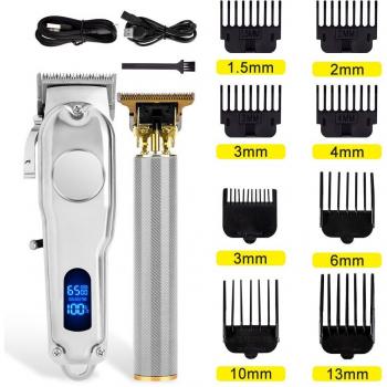 Haartrimmer für Männer, kabellos, USB-Ladung, silber